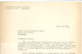 [Carta] 1962 may. 28, Santiago, Chile [a] Joaquín Edwards Bello