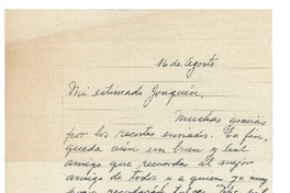 [Carta entre 1950 y 1958] ago. 16, [Santiago, Chile?] [a] Joaquín Edwards Bello