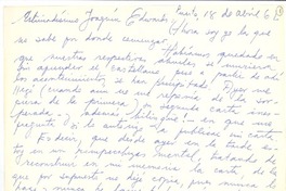 [Carta] 1962 abr. 18, Valparaíso, Chile [a] Joaquín Edwards Bello