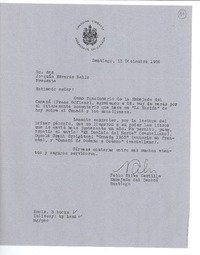 [Carta] 1956 dic. 13 Santiago, Chile [a] Joaquín Edwards Bello