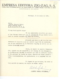 [Carta] 1961 ene. 31, Santiago, Chile [a] Joaquín Edwards Bello