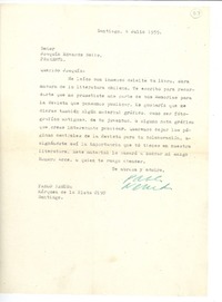 [Carta] 1955 jul. 6, Santiago, Chile [a] Joaquín Edwards Bello