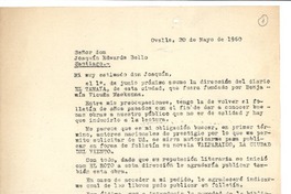 [Carta] 1960 may. 20, Ovalle, Chile [a] Joaquín Edwards Bello