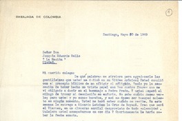 [Carta] 1949 may. 30, Santiago, Chile [a] Joaquín Edwards Bello