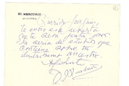 [Tarjeta] c. 1957?, Santiago, Chile [a] Joaquín Edwards Bello