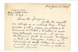 [Tarjeta] 1947 jun. 4, Santiago, Chile [a] Joaquín Edwards Bello
