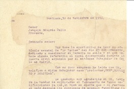 [Carta] 1950 nov. 30, Santiago, Chile [a] Joaquín Edwards Bello
