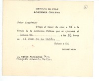 [Tarjeta] c. 1955, Santiago, Chile [a] Joaquín Edwards Bello