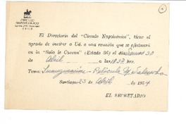 [Tarjeta] 1954 abr. 23, Santiago, Chile [a] Joaquín Edwards Bello