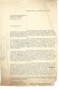 [Carta] 1951 sep. 19, Buenos Aires, Argentina [a] Joaquín Edwards Bello