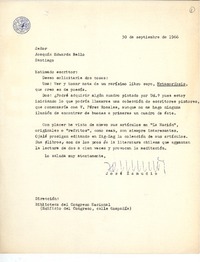 [Carta] 1966 sep. 30, Santiago, Chile [a] Joaquín Edwards Bello