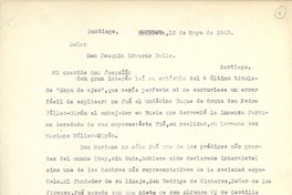[Carta] 1963 may. 12, Santiago, Chile [a] Joaquín Edwards Bello