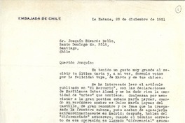 [Carta] 1951 dic. 20, La Habana, Cuba [a] Joaquín Edwards Bello, Santiago, Chile