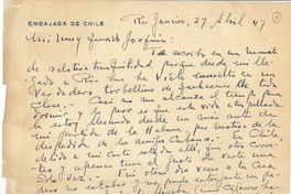 [Carta] 1947 abr. 27, Río de Janeiro, Brasil [a] Joaquín Edwards Bello