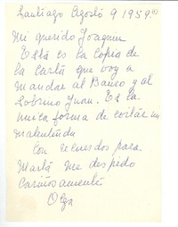 [Cartas entre agosto y octubre de 1959] Santiago, Chile [a] Joaquín Edwards Bello