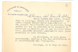 [Tarjeta] 1954 may. 11, Santiago, Chile [a] Joaquín Edwards Bello