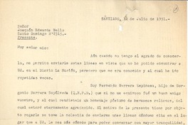 [Carta] 1951 jul. 12, Santiago, Chile [a] Joaquín Edwards Bello