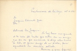 [Carta] 1952 jun. 28, Penitencieria de Santiago, Chile [a] Joaquín Edwards Bello