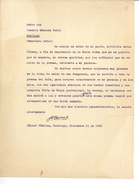 [Carta] 1935 dic. 11, Cárcel Pública, Santiago, Chile [a] Joaquín Edwards Bello