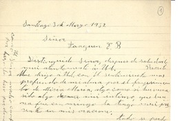 [Carta] 1952 mar. 3, Santiago, Chile [a] Joaquín Edwards Bello
