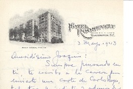 [Tarjeta] 1943 may. 3, Washington D.C. [a] Joaquín Edwards Bello