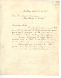 [Carta] 1916 abr. 24, Santiago, Chile [al] Cura Párroco Ernesto Riquelme