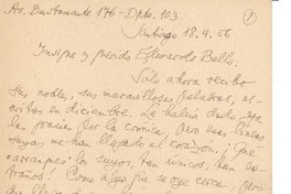 [Carta] 1956 abr. 18, Santiago, Chile [a] Joaquín Edwards Bello