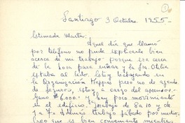 [Carta] 1955 oct. 3, Santiago, Chile [a] Marta Albornoz de Edwards