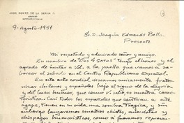 [Carta] 1951 ago. 9, Santiago, Chile [a] Joaquín Edwards Bello
