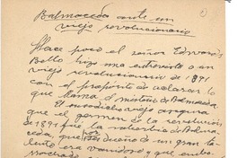 Balmaceda ante un viaje revolucionario