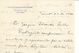 [Carta] 1926 jun. 29, La Plata, Argentina [a] Joaquín Edwards Bello