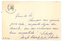 [Tarjeta] 1964 ago. 5, Santiago, Chile [a] Joaquín Edwards Bello