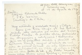 [Carta] 1946 ago. 19, Managua, Nicaragua [a] Joaquín Edwards Bello