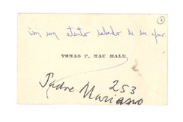 [Tarjeta] 1960?, Santiago, Chile [a] Joaquín Edwards Bello