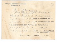 [Tarjeta] 1962 abr. 10, Santiago, Chile [a] Joaquín Edwards Bello