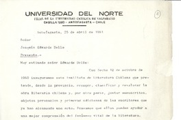 [Carta] 1961 abr. 25, Antofagasta, Chile [a] Joaquín Edwards Bello