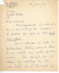 [Carta] 1953 jun. 14, Santiago, Chile [a] Ernesto Latorre