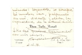 [Tarjeta] 1956 may. 2, Montevideo, Uruguay [a] Joaquín Edwards Bello