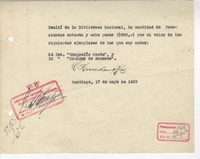 [Recibo] 1939 may. 17, Santiago, Chile [a] Biblioteca Nacional de Chile