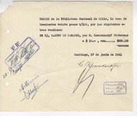 [Recibo] 1941 jun. 17, Santiago, Chile [a] Biblioteca Nacional de Chile