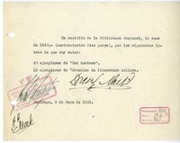 [Recibo] 1939 mayo 8, Santiago, Chile [a] Biblioteca Nacional de Chile