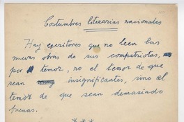 Costumbres literarias nacionales