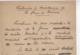 Evolución y decadencia de la fauna de América