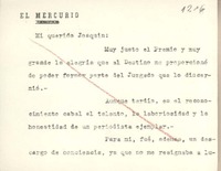 [Tarjeta] 1959 noviembre 18, Santiago, [Chile] [a] Joaquín Edwards Bello