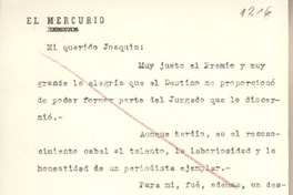 [Tarjeta] 1959 noviembre 18, Santiago, [Chile] [a] Joaquín Edwards Bello