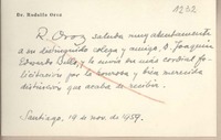 [Tarjeta] 1959 noviembre 19, Santiago, [Chile] [a] Joaquín Edwards Bello