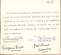 [Tarjeta] [1959] Diciembre, Santiago, Chile [a] Joaquín Edwards Bello