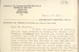 [Carta] 1943 marzo 5, Santiago, [Chile] [a] Joaquín Edwards Bello