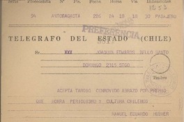 [Telegrama] 1959 noviembre 18, Antofagasta, [Chile] [a] Joaquín Edwards Bello