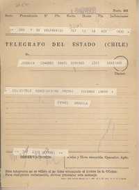 [Telegrama] 1959 noviembre 18, Valparaíso, [Chile] [a] Joaquín Edwards Bello